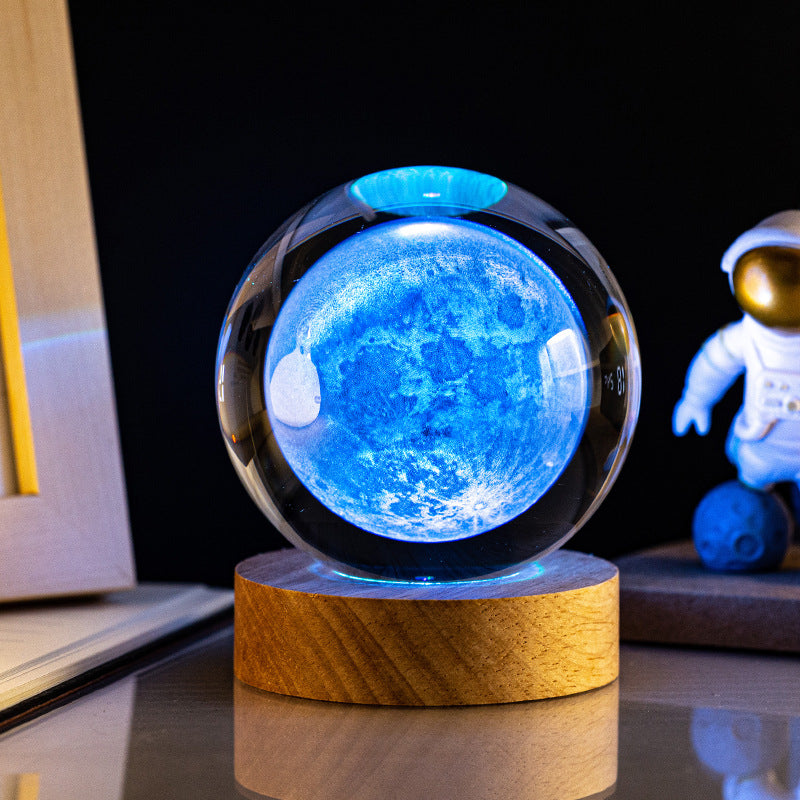 Milky Way Solar System Rain Cloud Astronaut Glowing Crystal Ball Night Light