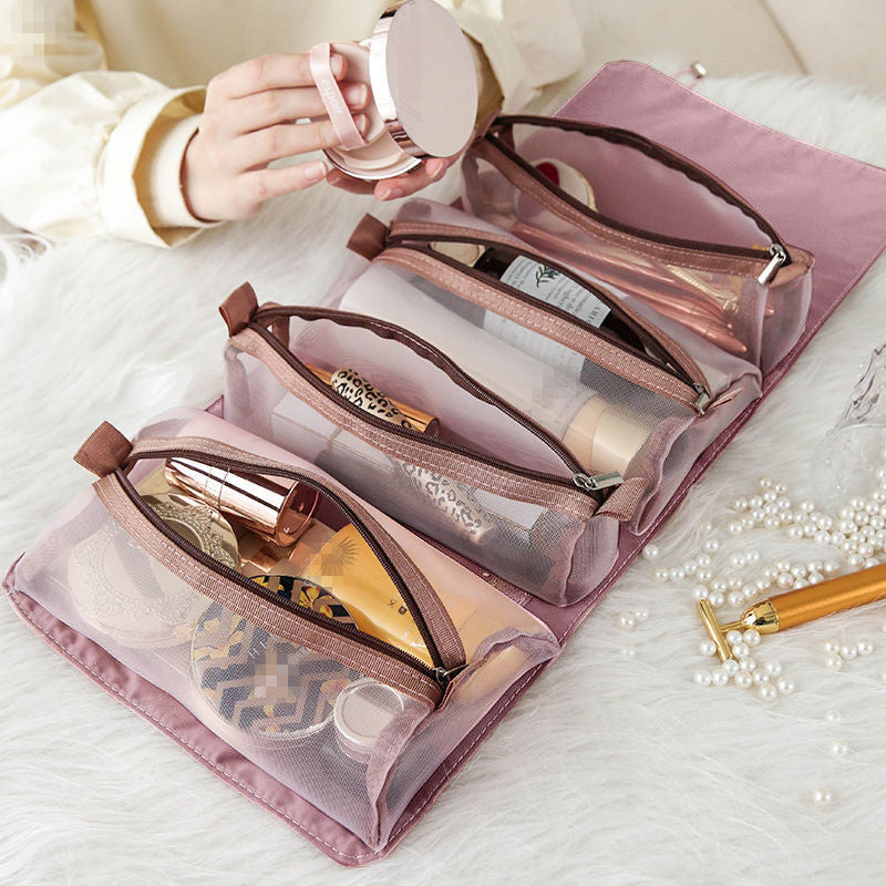 4Pcs Cosmetic Bag with Mesh Separable Pouches