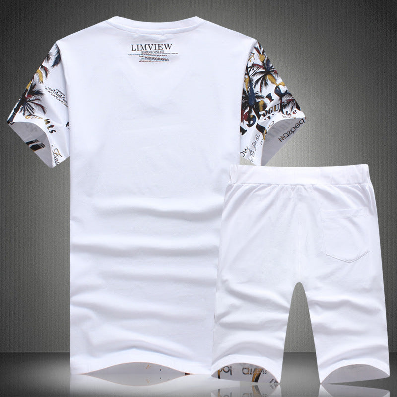 Men’s two-pieces suit Short shorts suit New Short-sleeved Suit Fashion Printed Men Leisure Set Short-sleeved T-shirt Shorts Sports Two-piece Suit