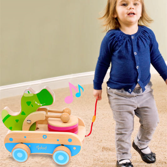 Wooden Drag Cable Rope Hand Pull Toy Car