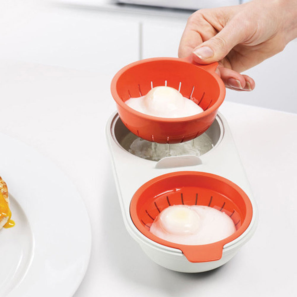 Microwave Egg Poacher Food Grade Cookware Double Cup Egg Boiler Kitchen Steamed Egg Set Microwave Ovens Cooking Tools