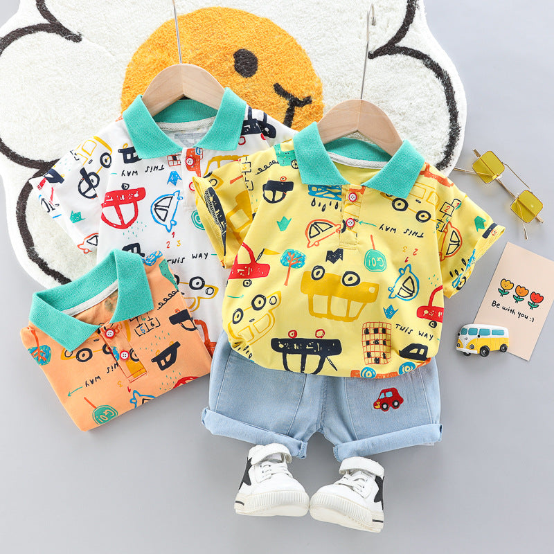 Boys Car Pattern set Two-piece Summer Casual Clothes Baby boy