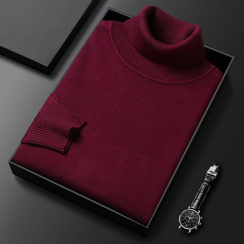 Men’s warm sweater Bottoming Shirt Young And Middle-aged Slim-fit Solid Color Turtleneck Pullover Sweater