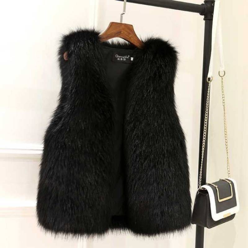 Women's Fox Fur vest Waistcoat Plus Cotton Furry Vest