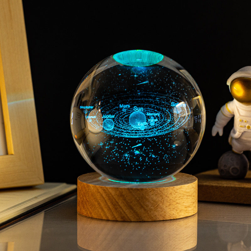 Milky Way Solar System Rain Cloud Astronaut Glowing Crystal Ball Night Light