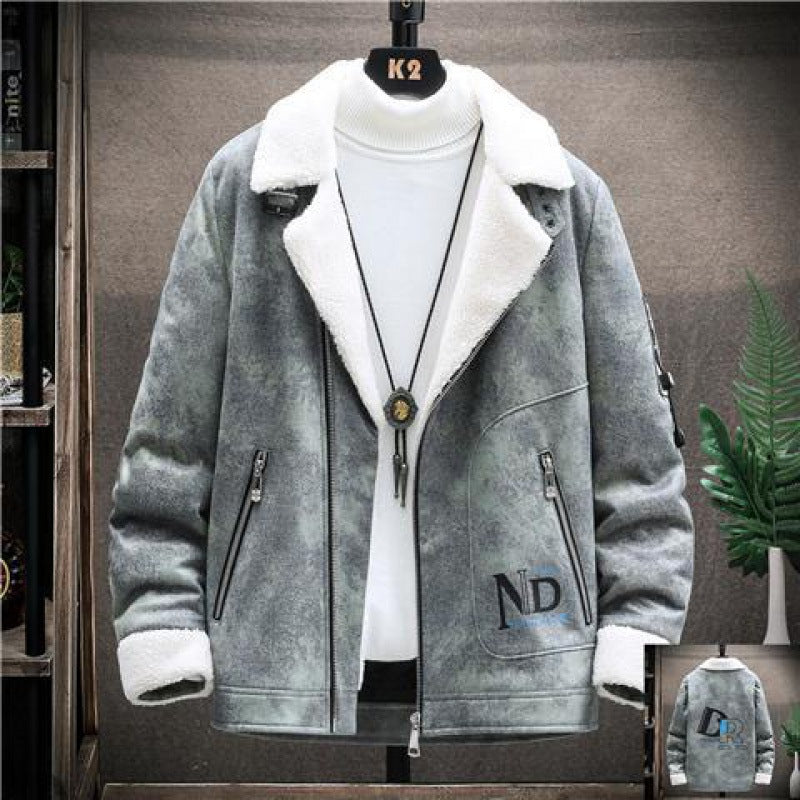 Men's Autumn Winter Lamb Plush Coat