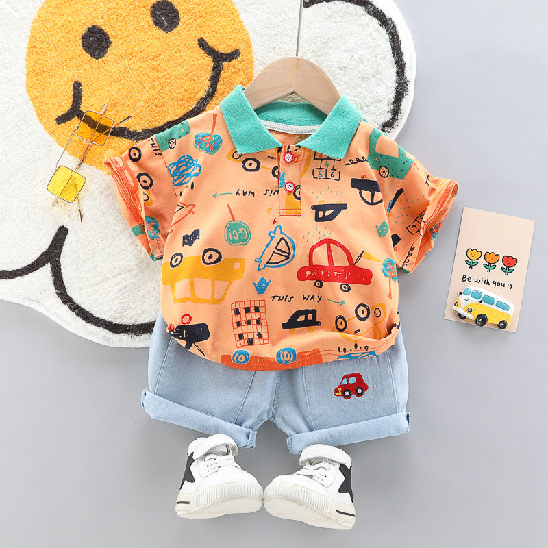 Boys Car Pattern set Two-piece Summer Casual Clothes Baby boy