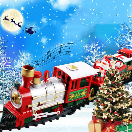 Cross-border Christmas Retro Electric Rail Car Locomotive Toy Children's Electric Early Education Music Train Toy