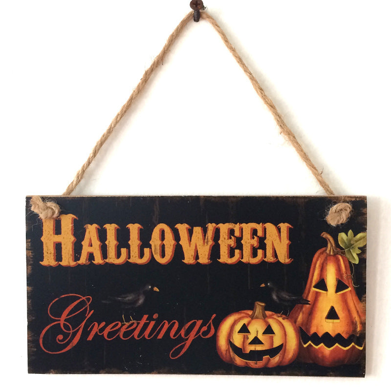 Wooden Halloween Ghost Festival Carnival Night Decoration Gift Hanging Board