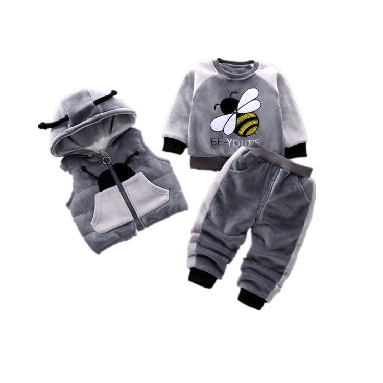 Fleece Thickening Boy Baby Suit Baby girl fleece Sweater Tide set