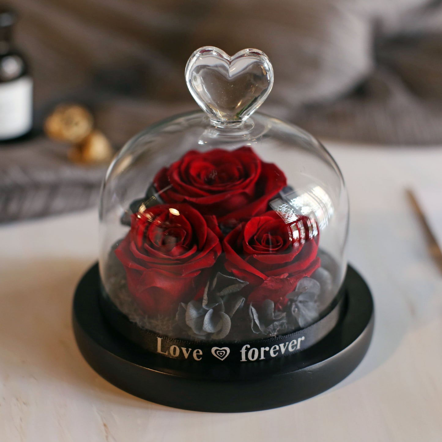 Valentine's Day immortal flower in glass cover