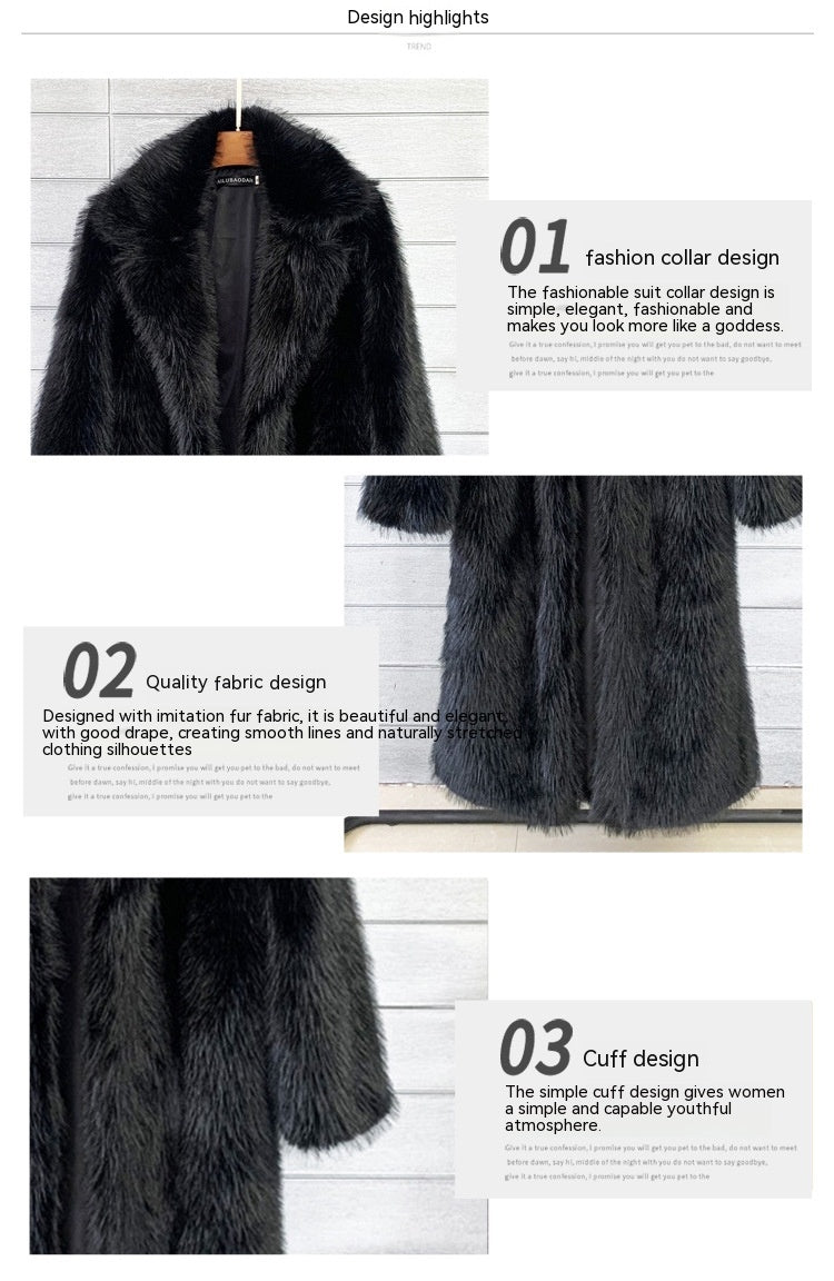 Women's Suit Collar Coat with Artificial Fur for Autumn/Winter