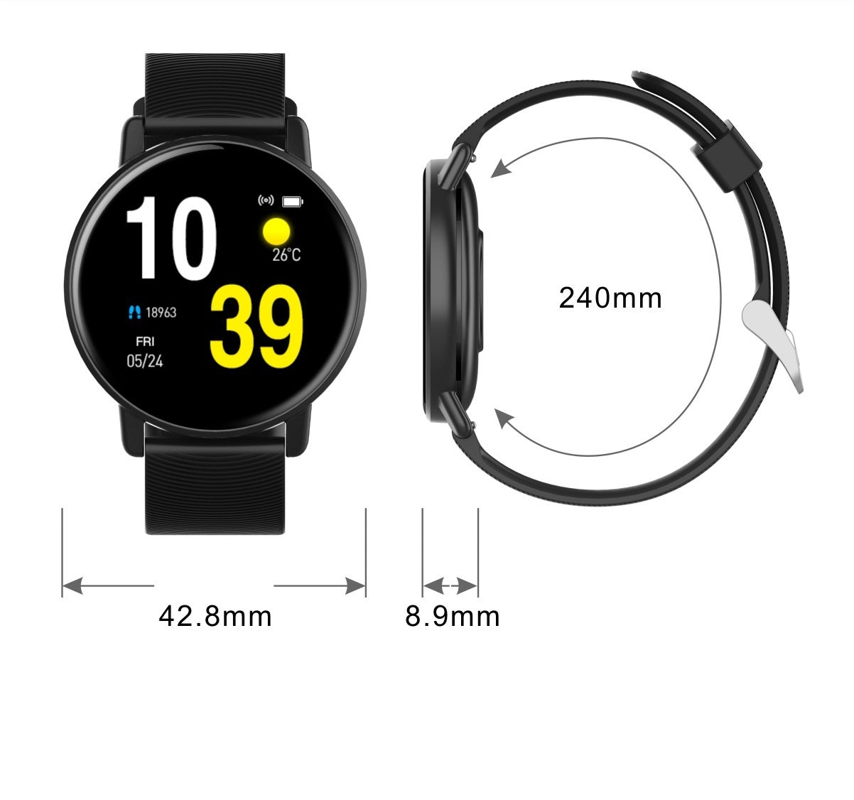 H5 Full Touch Round Screen Smart Ultra-thin Bracelet H50 Heart Rate Blood Pressure Blood Oxygen Sports Bluetooth Selfie Waterproof Bracelet