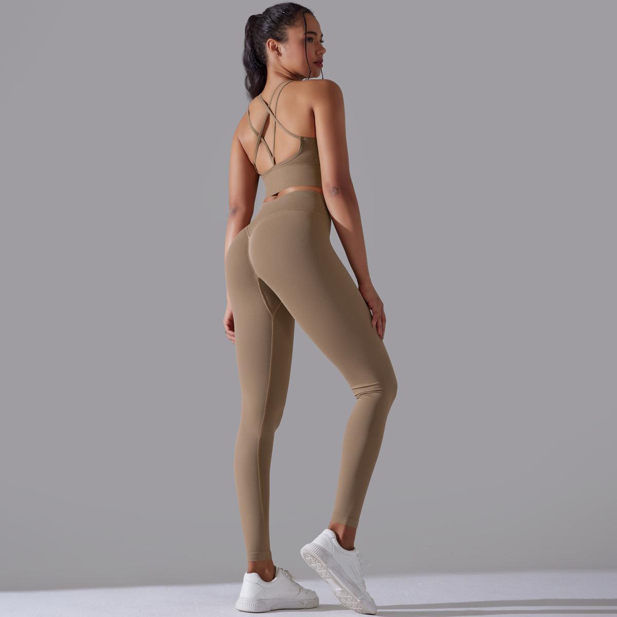 Seamless Knitted Tight High Waist Yoga Clothes Suit