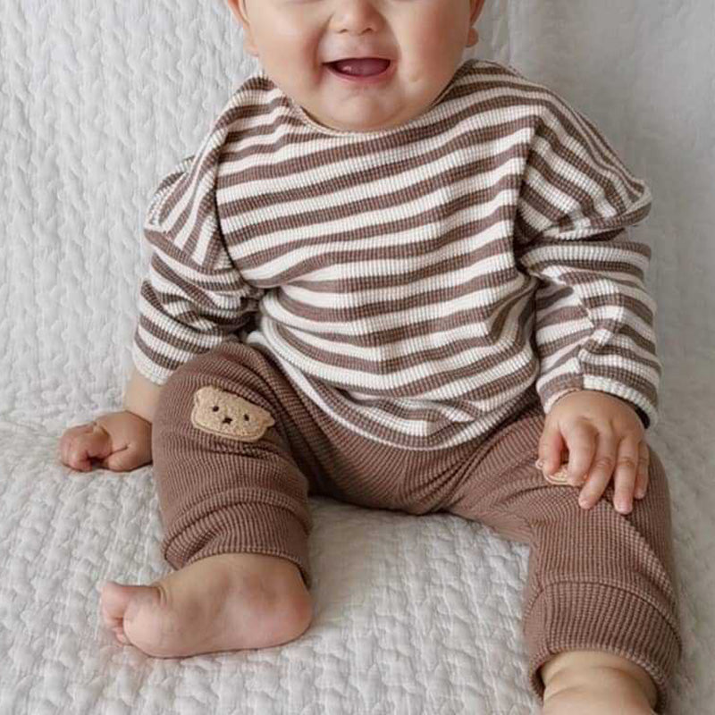 Cute Striped Top Set for Baby Girls