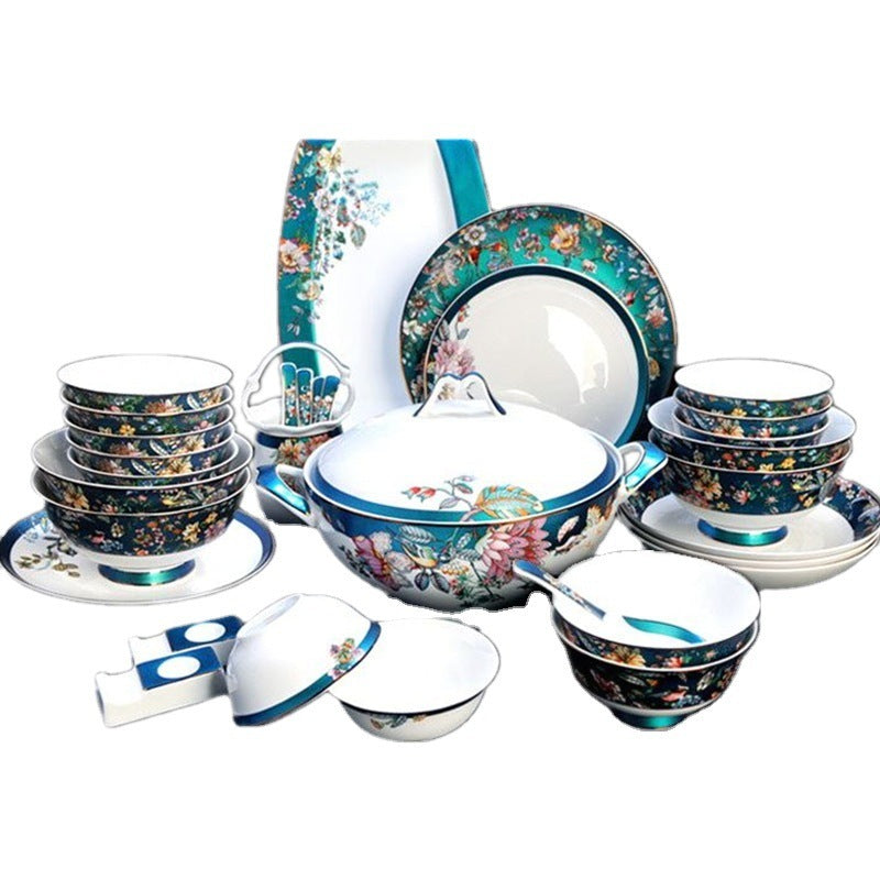 Handmade kitchen set gift Good-looking Enamel Color Tableware Bowl And Plates Suit Household