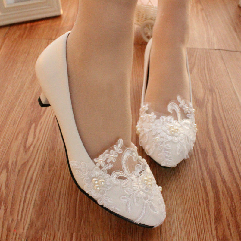 Women's Lace White Wedding Shoes