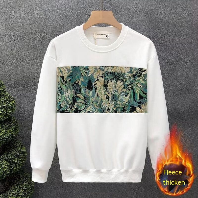 Men’s fleece sweatshirt Fashion Brand Crew Neck Pullover Sweatshirt Men