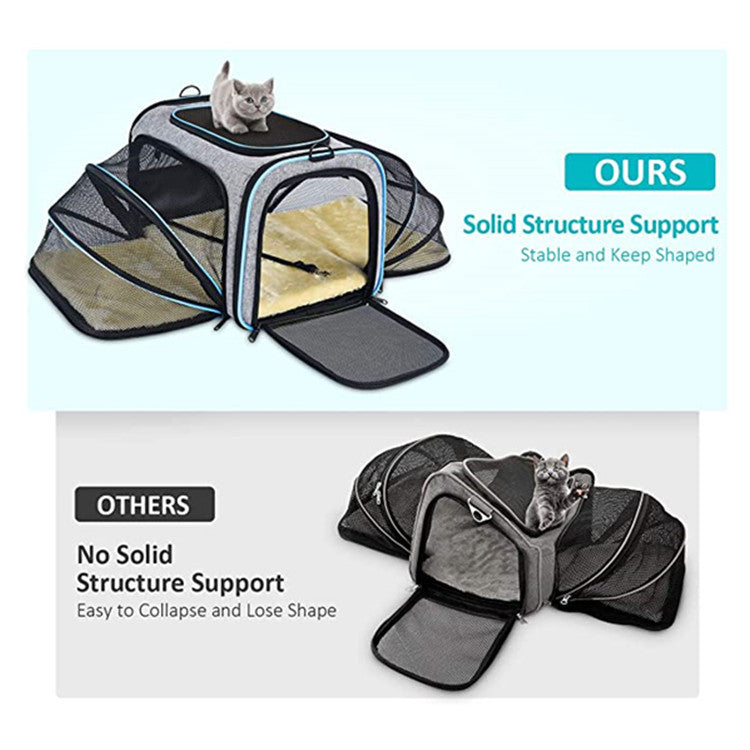 Carrier for pet Airline approved Expandable Foldable Soft Dog Carrier Opened Doors Reflective Tapes Cat Travel Bag