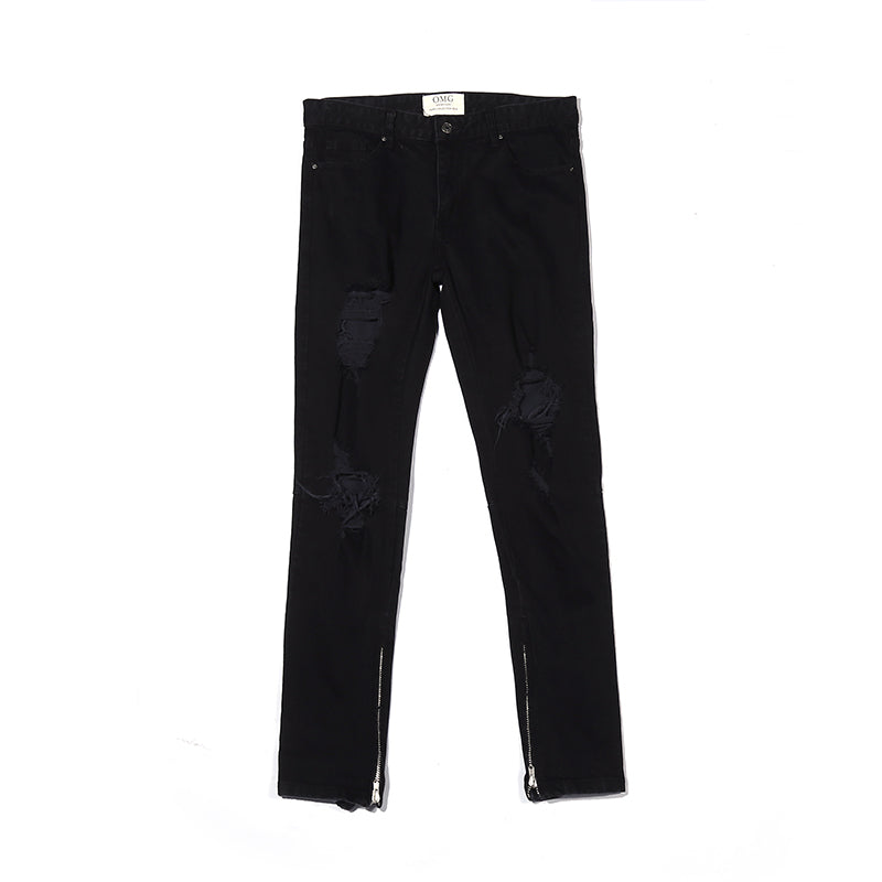 Jeans for men High Street Style Black Torn Jeans