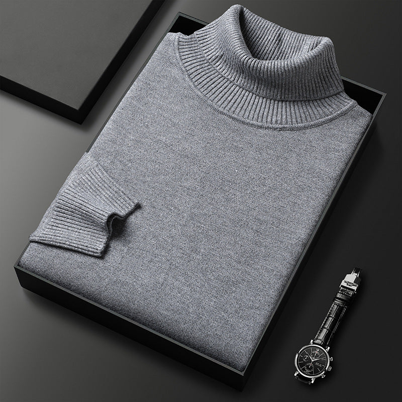 Men’s warm sweater Bottoming Shirt Young And Middle-aged Slim-fit Solid Color Turtleneck Pullover Sweater