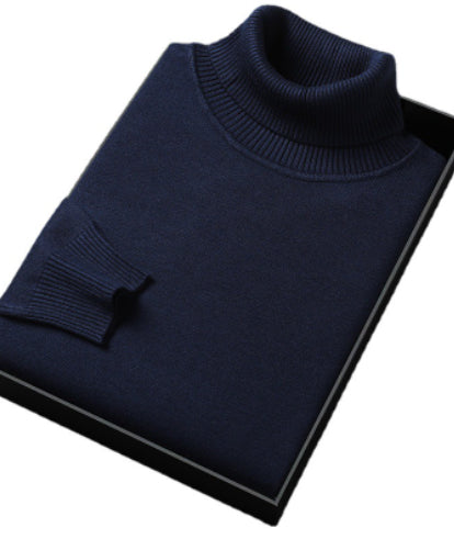 Men’s warm sweater Bottoming Shirt Young And Middle-aged Slim-fit Solid Color Turtleneck Pullover Sweater