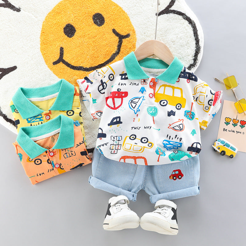 Boys Car Pattern set Two-piece Summer Casual Clothes Baby boy