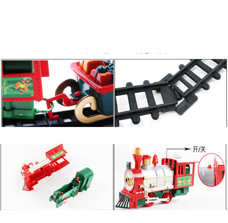 Cross-border Christmas Retro Electric Rail Car Locomotive Toy Children's Electric Early Education Music Train Toy