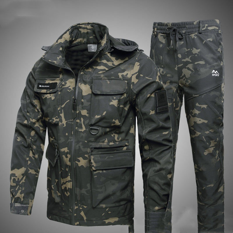 Men’s Fleece-lined Work Clothes Suit Men's Waterproof Labor Protection Clothing Warm Camouflage Clothing