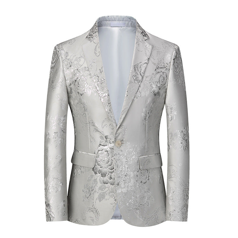 Men's Floral Suit jacket Casual Small Suit Gilding Printed Coat for Men