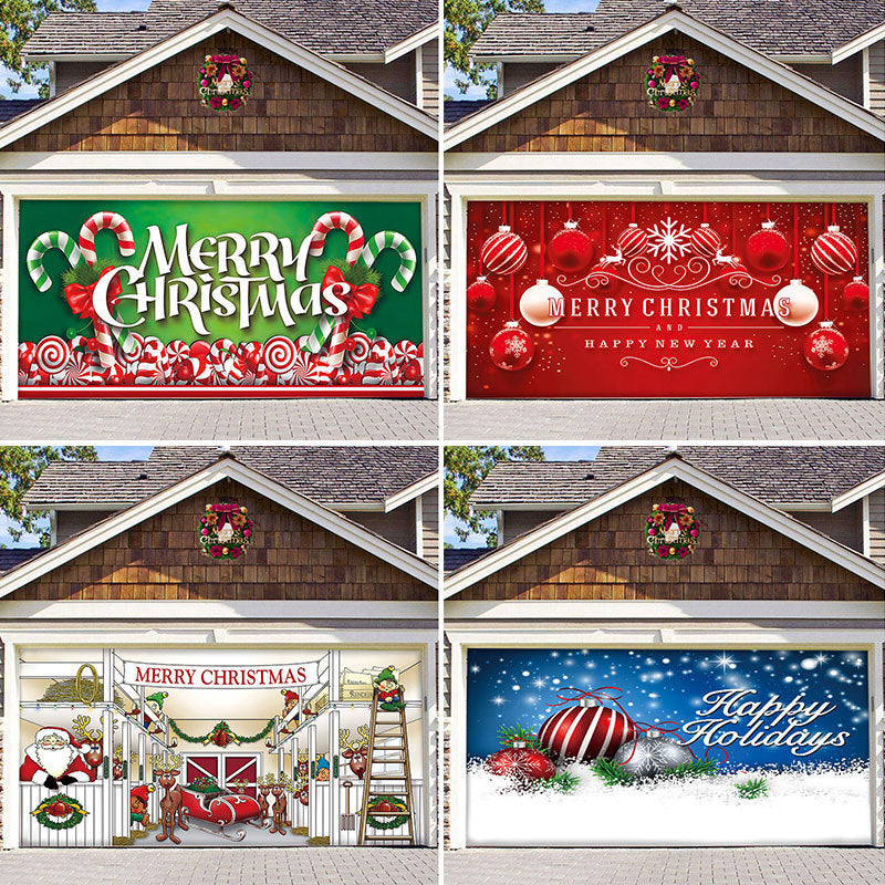 Christmas Background Hanging Cloth Garage Door Stickers