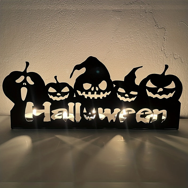 Halloween Candlestick Pumpkin Candle Holder Halloween Decorations Iron Hollowed-out Halloween Candlestick Pumpkin Candlestick Prop Site Layout Decorations