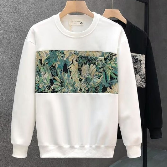 Men’s fleece sweatshirt Fashion Brand Crew Neck Pullover Sweatshirt Men