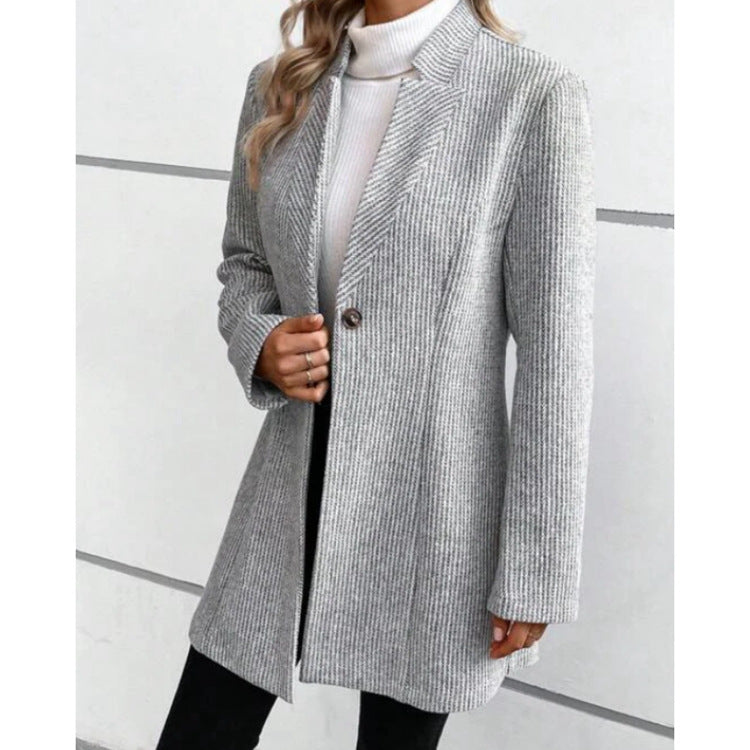 Woman’s coat FallWinter Slim Jacquard Stitching Temperament Commute Women's Woolen Coat