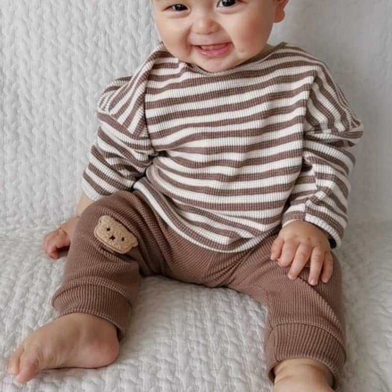 Cute Striped Top Set for Baby Girls