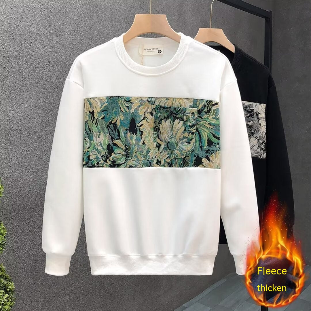 Men’s fleece sweatshirt Fashion Brand Crew Neck Pullover Sweatshirt Men