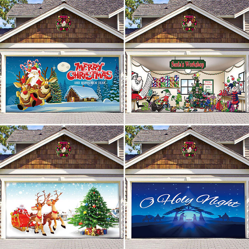 Christmas Background Hanging Cloth Garage Door Stickers