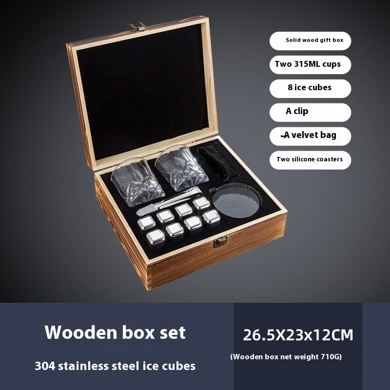 Professional Stainless Steel Wooden Box Ice Cube Suit