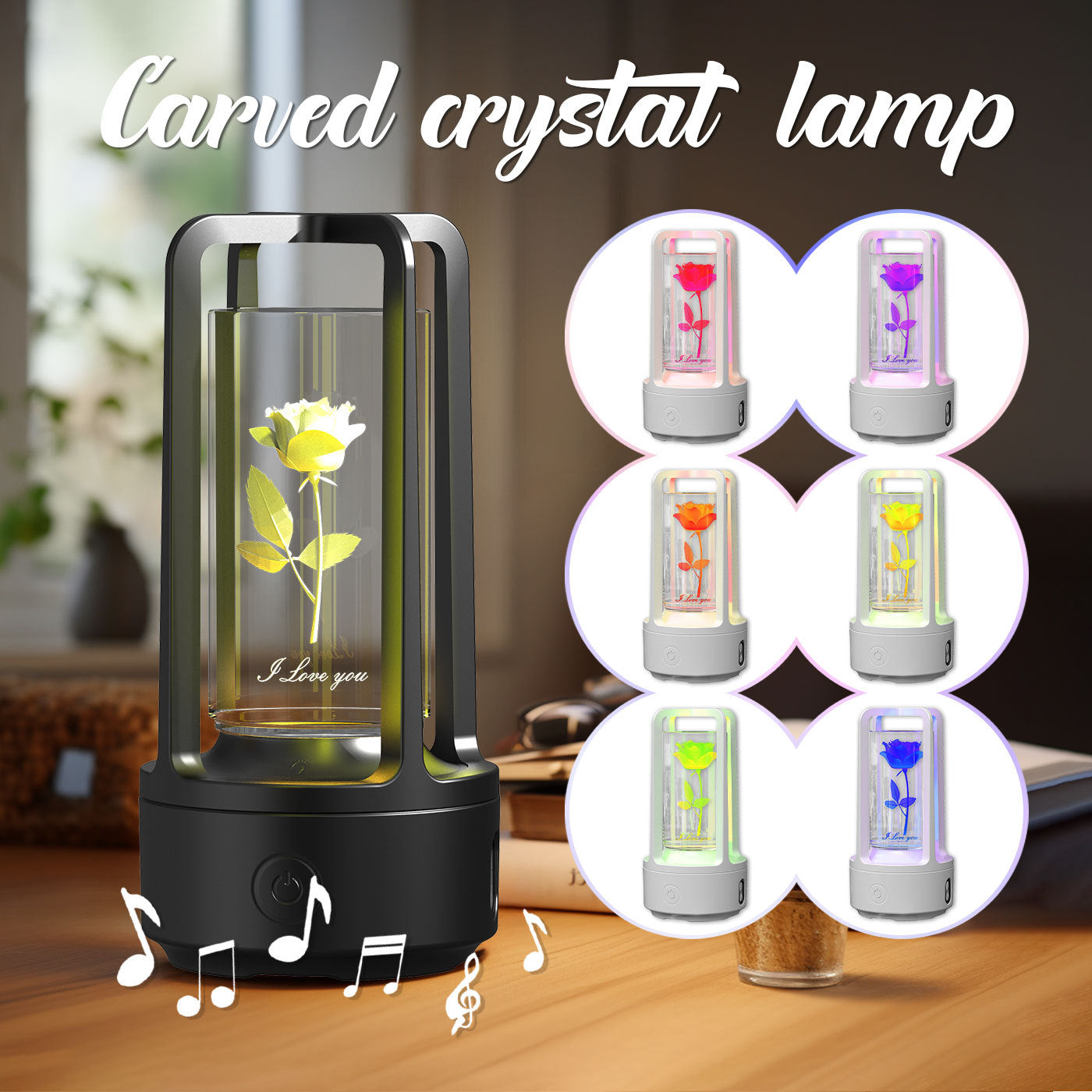 Acrylic crystal lamp with Bluetooth speaker