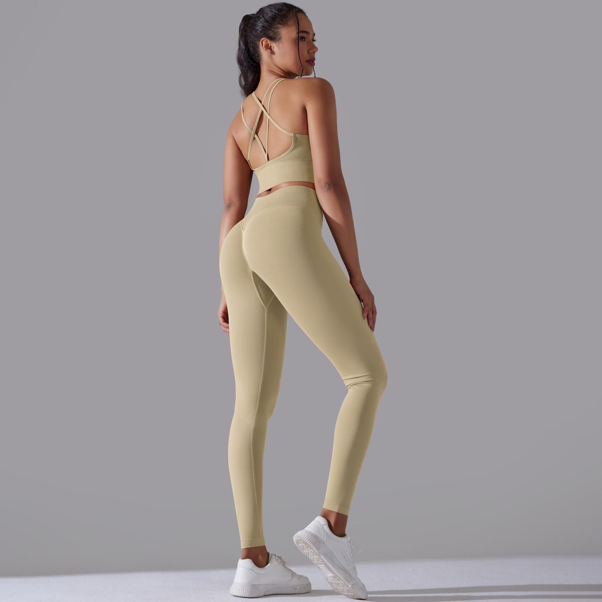 Seamless Knitted Tight High Waist Yoga Clothes Suit